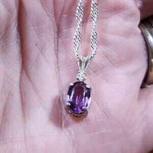 New Womens Amethyst Necklace Sterling Silver
